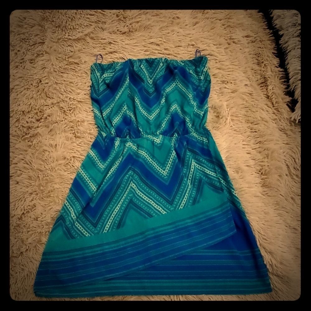 Super cute green & blue Express dress size S